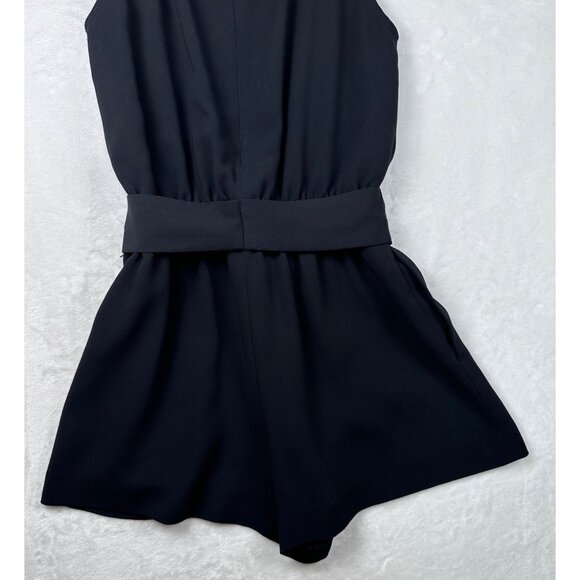 Club Monaco Black Belted Sleeveless Halter Mini Romper Sz 4 Flowy Tailored Soft - Picture 11 of 16